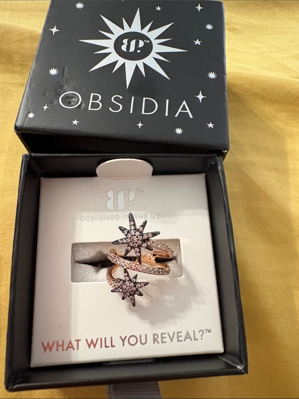Obsidia Rose Gold Starburst Pave Ring - Women’s Jewelry